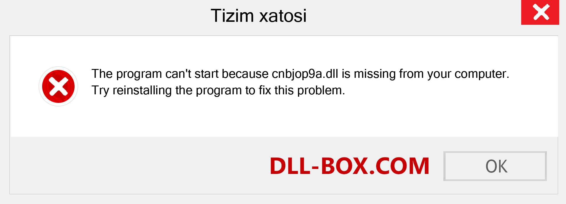 cnbjop9a.dll fayli yo'qolganmi?. Windows 7, 8, 10 uchun yuklab olish - Windowsda cnbjop9a dll etishmayotgan xatoni tuzating, rasmlar, rasmlar